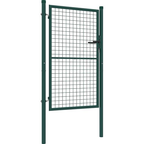 Portillon de jardin en acier 97 x 200 cm portail de jardin avec serrure, clés et poignée, vert