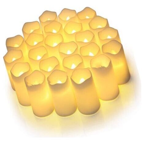 24 Pièces Bougies LED électriques sans Flamme Vacillante électrique Fausse Bougie en Plastique Composants électroniques Ensemble de Lumière de thé (1/5)