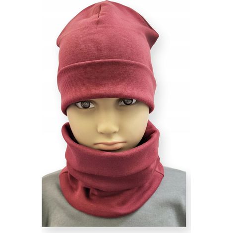 Ensemble bonnet + écharpe 74-80-86 pour bébé, taille 40-44, couleur cerise