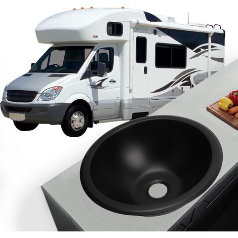 Évier rond en acier inoxydable 304 de 23 x 10 cm (9 x 4 po) avec bonde de 40 mm, facile à nettoyer et lave-mains, idéal pour camping-cars, bateaux et caravanes. (1/5)