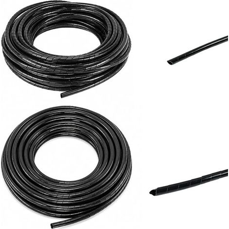 Spiralkabelschutzschlauch für Elektrokabel, 10 m, schwarze Kabelabdeckung, 4 mm und 6 mm, für Bürofernseher (1/5)