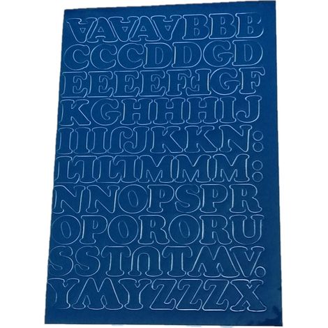 Letras autoadhesivas de papel metalizado de 2 cm, color azul.
