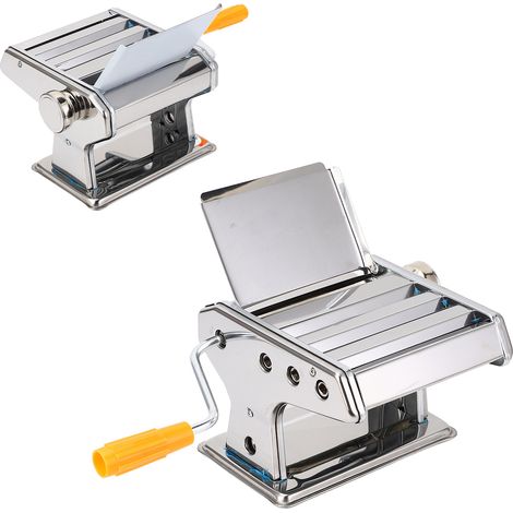 Macchina per la pasta manuale in acciaio inox per preparare pasta fresca in casa con 6 impostazioni di spessore e 3 larghezze di filamento. (1/4)