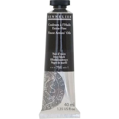 Couleurs à l'huile - Sennelier - Noir d'ivoire - 40ml - Peinture - Avancé