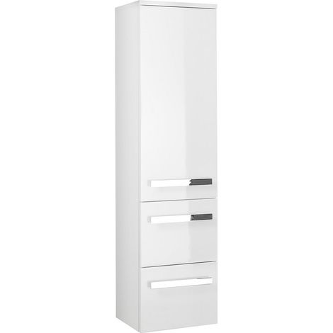 Badezimmer Midischrank hängend FES-4005-66 in Hochglanz Lack Polarweiß - B/H/T: 30/121/33cm (1/3)