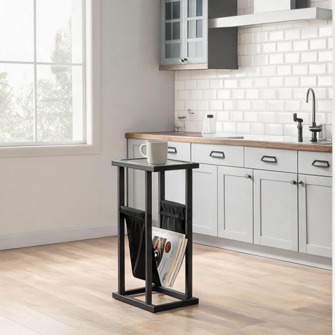 Table d'appoint noir en métal 40 x 18 x 55,5 cm (1/5)