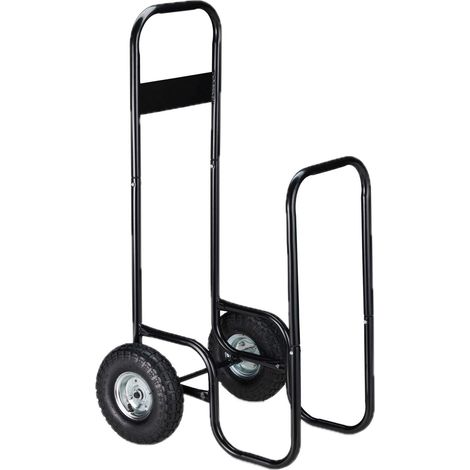 Chariot à bois de chauffage avec bâche de protection 109 x 58 x 51 cm capacité 60 kg design pratique en acier noir (1/5)