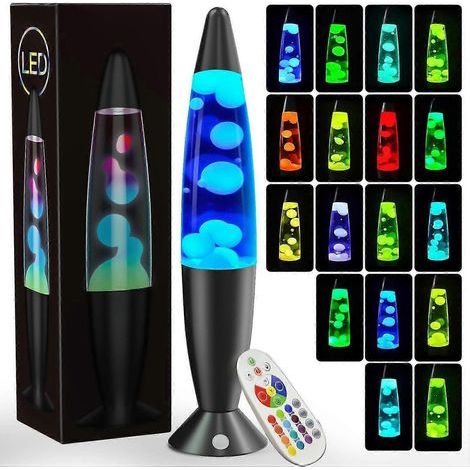 Lampe à lave LED 17 couleurs avec télécommande, veilleuse liquide dynamique apaisante, adaptée aux enfants et aux adultes. (1/3)