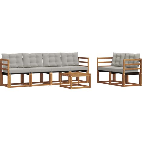 Conjunto de sofás de exterior 7 pcs Gris Natural y Claro vidaXL (1/5)