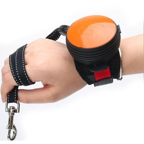 Laisse rétractable pour chien en nylon réfléchissant automatique rétractable avec sangle de traction au poignet, légère, idéale pour la randonnée, convient aux petites et moyennes tailles (1/5)