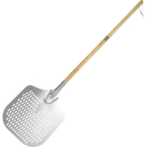 Pelle à pizza perforée en aluminium anodisé 132 x 30,5 cm pour cuisson facile style moderne en aluminium argent (1/2)