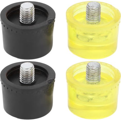 2 jeux d'embouts de remplacement de marteau à tête de frappe en caoutchouc, accessoires de maillet jaune noir, Dia 25mm (1/5)
