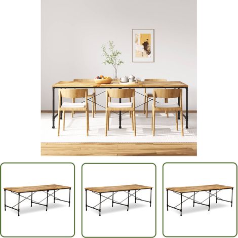 The Living Store Table à manger Bois de manguier massif 240 cm - Table À Manger Industrielle - Table À Manger Bois Massif - Table À Manger Design - Table À Manger Moderne - Table À Manger Rustique (1/5)