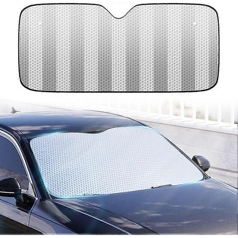 Pare-soleil pliable réfléchissant pour pare-brise voiture, protection visière avant, feuille aluminium isolant thermique compatible lunette arrière (1/5)