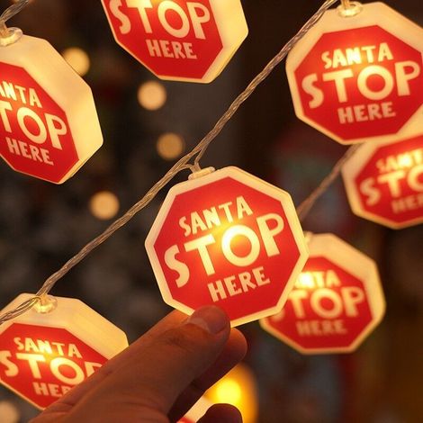 Guirlande lumineuse LED, décorations de Noël, alimentation USB, 3 mètres de long – Panneau de signalisation rouge (1 pièce) (1/3)