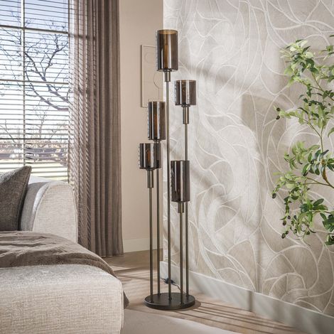 Lampadaire cylindre 5 lampes 34x172 cm en verre bronze - GRETA (1/5)