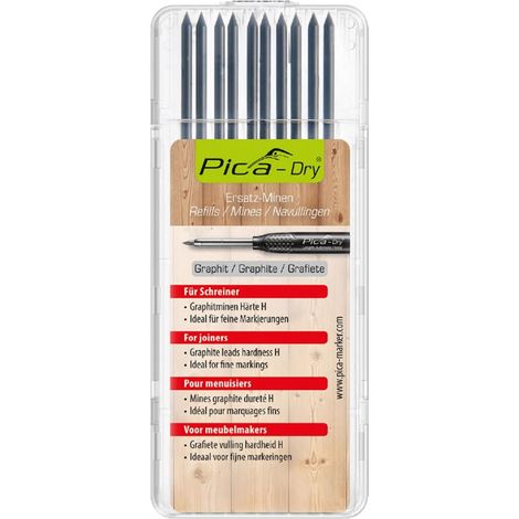 Pica 4050 Graphite H Dry Carpenter refills, 2.8mm - 10 pack
