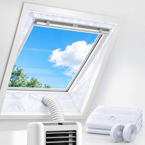 Dichtungsleiste für mobile Klimageräte, für einen Fensterumfang bis zu 380 cm, Isoliergewebe, Klemmbefestigung ohne Bohren, Reißverschluss, waschbar, universell (2 × 190 cm) (1/5)