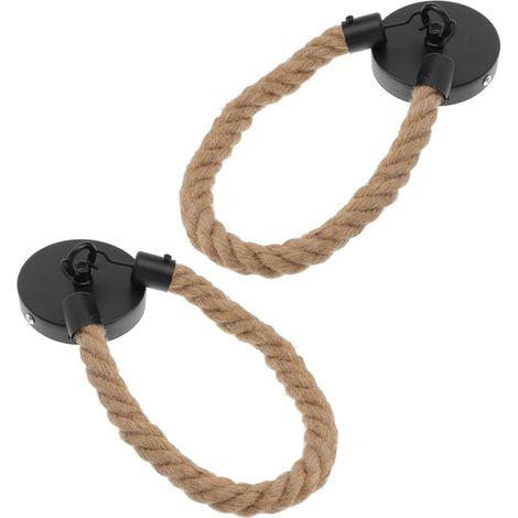 Hemp Rope Iron Wall Mount Toilet Paper Holder 2 Pieces for