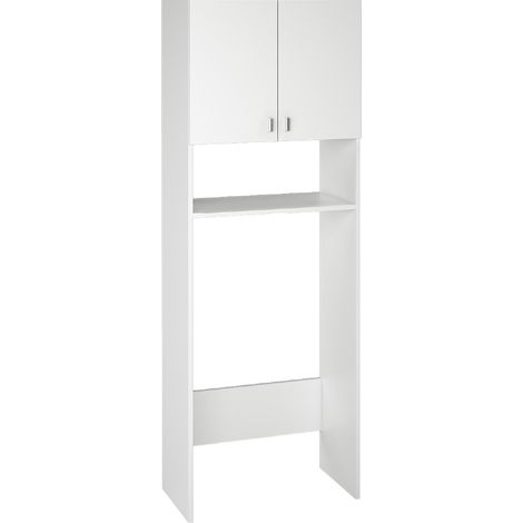 Armoire / Meuble SDB coloris blanc - Hauteur 180 x Longueur 64 x Profondeur 35.6 cm -PEGANE-