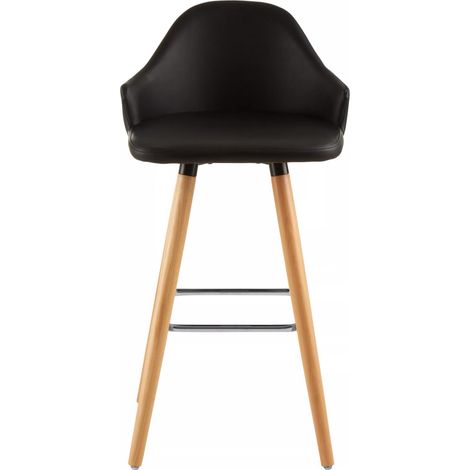Interiors by Premier Black Curved Backrest Bar Stool, Comfortable Seating Faux Leather Bar Stool, Easy to Clean Kitchen Bar Stool (1/5)