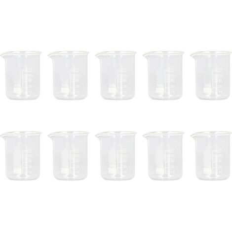 10 Stück Laborglasbecher, 50 ml, dickwandiger Messzylinder mit klarer Standardskala (1/5)