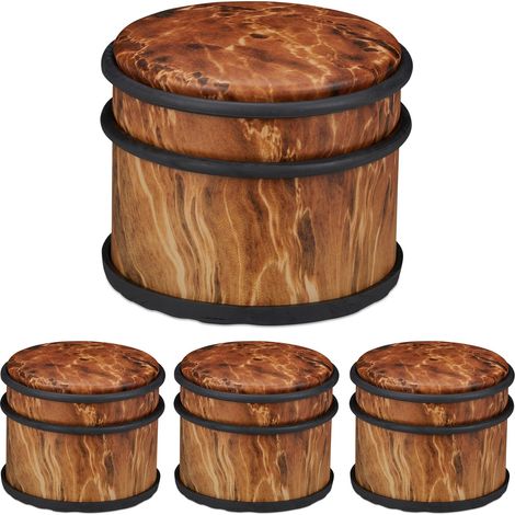 4 Topes Puerta, Puertas y Ventanas Pesadas, Acero Inoxidable y Goma, Efecto Madera, Freno, 9,5cm Ø, Marrón Oscuro