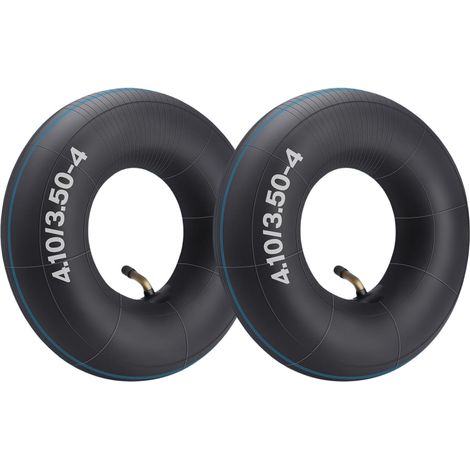 4.10/3.50-4 Tyre Inner Tube, 2 Pieces 4.10 3.50-4/410 350-4 Inner Tube with Curved Stem for Lawnmower, 4" Cart, Tractor, Golf Cart, Trolley, Trailer (1/5)