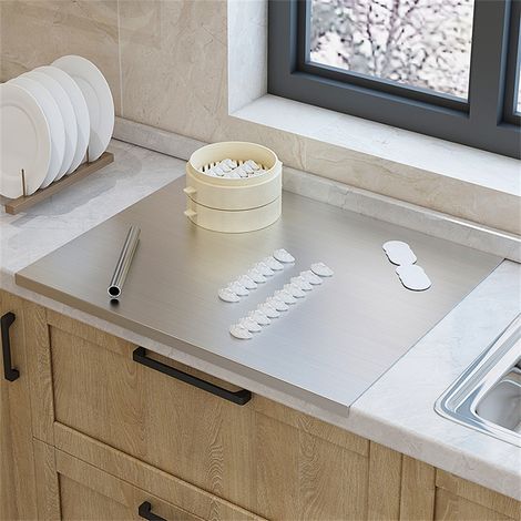 Planche à découper en acier inoxydable 60 x 40 cm, planche à découper multifonctionnelle pour la cuisine et la pâtisserie à domicile (1/5)