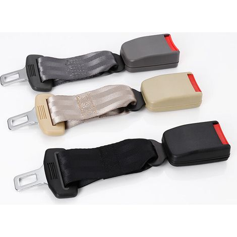 Juego de 2 extensores de cinturón de seguridad universales para coche, correa de extensión ajustable de 23 cm, color beige - Crezuo