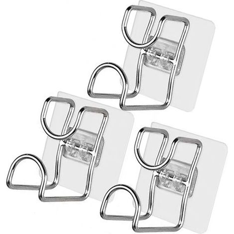 Lot de 3 crochets de lavabo en acier inoxydable adhésifs, support mural suspendu pour salle de bain et cuisine, rangement mural sans perçage, accroche serviette et éponge. (1/5)