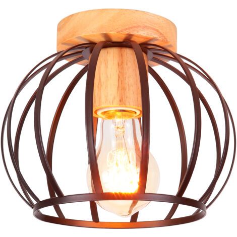 royaluxe- Plafonnier Moderne Lampe De Plafond Cage En Métal Plafonnier Rétro Luminaire Plafonnier Intérieurs Pour Couloir Chambre Cuisine Salon, Noir (1/5)