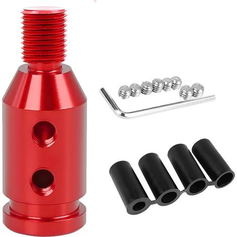 Adaptateur universel pour pommeau de levier de vitesse, M12 x 1,25, en alliage d'aluminium, remplacement pour leviers de vitesse non filetés (rouge) (1/5)