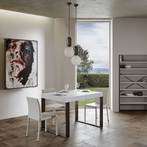 Tavolo TECNO 90X130 Bianco Frassino allungabile a 390 cm (1/2)