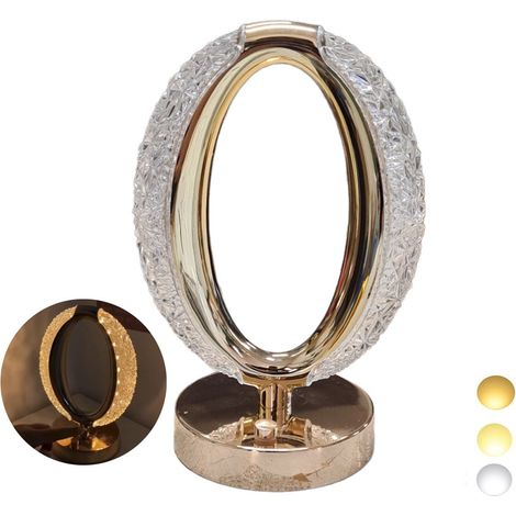 OVALE, WIEDERAUFLADBARE LED-TISCHLEUCHTE, KRISTALL-DESIGN, DIAMANT-ATMOSPHÄRE, TOUCH-FUNKTION (1/5)