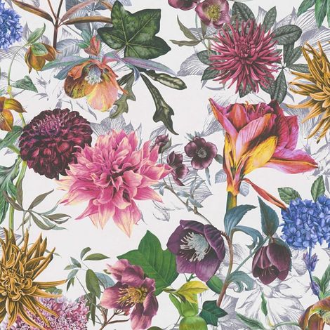 Papier peint fleuri réaliste Papier peint panoramique floral Papier peint intissé Idéal pour le salon (1/4)