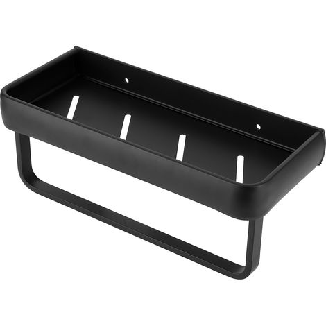 Étagère de salle de bain murale en aluminium ajouré de 30 cm (un seul niveau avec barre) (1/5)