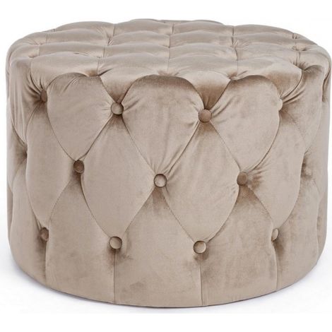Yes Everyday Pouf In Velluto Tortora Lorella Diametro 60x H42 Cm (1/5)