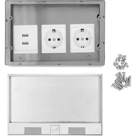 Boîte de Sortie Encastrée au Sol Flexible Ignifuge, Kit en Acier Inoxydable 4KW avec 2 Ports USB Standard Ue AC250V (1/5)