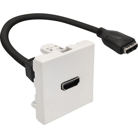 37267 Plastron HDMI 45 par 45 F femelle câble 20 cm Blanc (1/5)