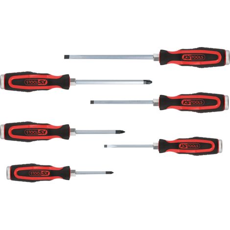 KS Tools ERGOTORQUEmax Schlagkappen-Schraubendreher-Satz, 6-tlg Schlitz, PZ (1/4)