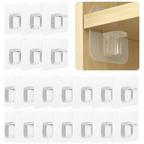 Lot de 20 supports muraux adhésifs sans perforation - Support mural fixe - Planches de support triangulaires
