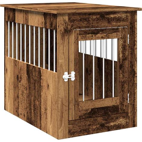 Meuble de cage chiens vieux bois 55x80x68 cm bois d'ingénierie (1/5)