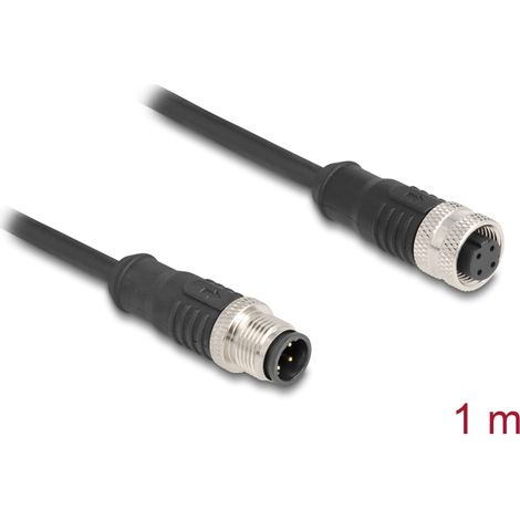 Delock Cable M12 codificado D 4 pin macho a hembra PVC 1 m