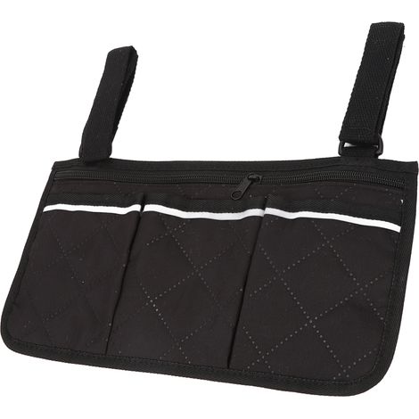 Sacoche pour fauteuil roulant à suspendre, en toile imperméable avec système de fermeture, pochette de rangement latérale pour fauteuil de transport (1/5)