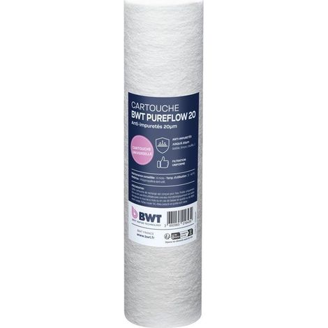 Cartuccia filtrante - BWT - Estrusa 20 µm - Trattiene fanghi/sabbia/ruggine/particelle fini - Compatibile con filtri 10'