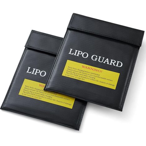 2 Pièces Sac Batterie Lipo, Sac Ignifuge Antidéflagrant, Porte Documents Ignifuge Étanche, Sac de Protection Incendie pour Batterie Lipo, Valeur, Documents (1/5)