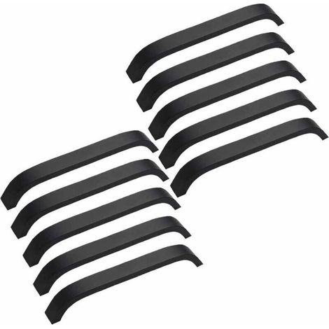 Lot de 10 poignées de meuble modernes noires 160 mm pour portes de placard avec vis (1/5)