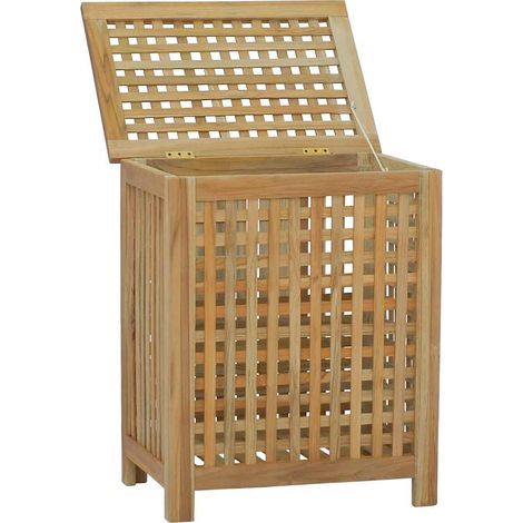Wäschekorb 50x35x60 cm aus massivem Teakholz
