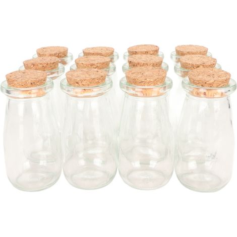 12 petites bouteilles en verre transparent avec bouchons en liège, pots vintage DIY pour boissons, fioles à souhaits, récipients décoratifs pour cadeaux (1/5)